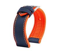 PctkeLsend For Longines Comcas L3.742 781 782 Rubber Bracelet Carbon Fiber Nylon Silicone Diving Men's Watch Strap 21mm 22mm 23mm Watchband(Blue o-silver,22mm)