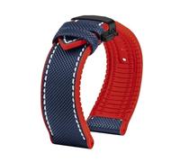 PctkeLsend For Longines Comcas L3.742 781 782 Rubber Bracelet Carbon Fiber Nylon Silicone Diving Men's Watch Strap 21mm 22mm 23mm Watchband(A-blue red-black,20mm)