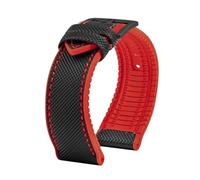 PctkeLsend For Longines Comcas L3.742 781 782 Rubber Bracelet Carbon Fiber Nylon Silicone Diving Men's Watch Strap 21mm 22mm 23mm Watchband(Black red-black,22mm)