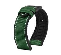PctkeLsend For Longines Comcas L3.742 781 782 Rubber Bracelet Carbon Fiber Nylon Silicone Diving Men's Watch Strap 21mm 22mm 23mm Watchband(Green-black,24mm)
