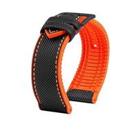 PctkeLsend For Longines Comcas L3.742 781 782 Rubber Bracelet Carbon Fiber Nylon Silicone Diving Men's Watch Strap 21mm 22mm 23mm Watchband(Black orange-black,20mm)
