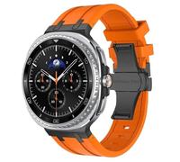 PctkeLsend Men Sport Silicone Strap fit for Samsung Galaxy Watch 8 Classic 46/40/44mm(Black orange,For Galaxy 8 classic 46mm)