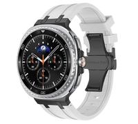 PctkeLsend Men Sport Silicone Strap fit for Samsung Galaxy Watch 8 Classic 46/40/44mm(Black white,For Galaxy 8 classic 46mm)