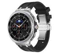 PctkeLsend Men Sport Silicone Strap fit for Samsung Galaxy Watch 8 Classic 46/40/44mm(Silver black,For Galaxy 8 40mm 44mm)