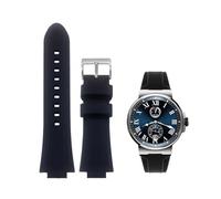 PctkeLsend Men's Convex mouth silicone sports Diving watch strap fit for Ulysse Nardin MARINE Series(Black C silver,24x12mm)