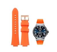 PctkeLsend Men's Convex mouth silicone sports Diving watch strap fit for Ulysse Nardin MARINE Series(Orange C rose,24x12mm)