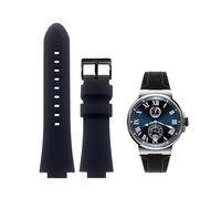 PctkeLsend Men's Convex mouth silicone sports Diving watch strap fit for Ulysse Nardin MARINE Series(Black C black,24x12mm)