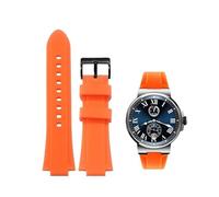 PctkeLsend Men's Convex mouth silicone sports Diving watch strap fit for Ulysse Nardin MARINE Series(Orange C black,24x12mm)