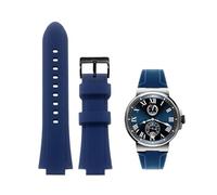 PctkeLsend Men's Convex mouth silicone sports Diving watch strap fit for Ulysse Nardin MARINE Series(Blue C black,24x12mm)