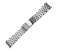 PctkeLsend New 7 beads 22mm 24mm Polished Silver Solid Stainless Steel Watchband Fit for Breitling Navitimer Watch Strap Bracelet(24mm)