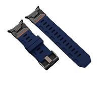 PctkeLsend No Gaps Silicone Rubber Curved End Sport Watch Strap fit for Samsung Galaxy Watch 7 Ultra 47mm(Black blue)