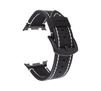 PctkeLsend Retro Brown Calf Leather Watch Band fit for Samsung Galaxy Watch 8 40/44/46mm(Black)