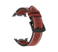 PctkeLsend Retro Brown Calf Leather Watch Band fit for Samsung Galaxy Watch 8 40/44/46mm(Red)