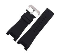 PctkeLsend Rubber Watchbands fit for Diesel DZ1216 DZ1273 DZ4246 DZ4287 Watch Strap 32 * 18mm Water Proof Silicone Bracelet(Black-silver)