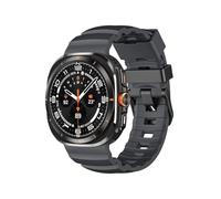 PctkeLsend Silicone Stainless Steel Buckle Watchband Fit For Samsung Galaxy Watch Ultra 47mm(Black)