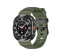 PctkeLsend Silicone Stainless Steel Buckle Watchband Fit For Samsung Galaxy Watch Ultra 47mm(Green)