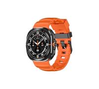 PctkeLsend Silicone Stainless Steel Buckle Watchband Fit For Samsung Galaxy Watch Ultra 47mm(Orange)