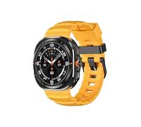 PctkeLsend Silicone Stainless Steel Buckle Watchband Fit For Samsung Galaxy Watch Ultra 47mm(Yellow)