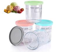 PCTTOIL Ninja Creami Deluxe Pints 4 Pack, 24oz XL Ninja Creami Deluxe Pint Containers Compatible with NC501UK Creami Deluxe Ice Cream Makers, Color Lids