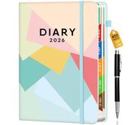 Pcuntslo Academic Diary 2026 A5 400 Pages Week to View Work Diary from Jan to Dec 2026 Diaries Student Teacher Planner Organiser 6 Pages Per Week Appointment Book for School (Geometry)