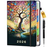 Pcuntslo Academic Diary 2026 A5 400 Pages Week to View Work Diary from Jan to Dec 2026 Diaries Student Teacher Planner Organiser 6 Pages Per Week Appointment Book for School (Seasonal Tree)