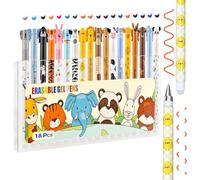 Pcuntslo Erasable Pen Animal Gel Pens 18 Pack Colorful with Thermosensitive Erase Cute Rub Out Novelty Stationery Set Friction 0.5mm Tip Fun Journaling Office Supplies