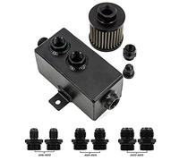 PCV Valve Oil Separator Universal Car 1L Aluminum Oil Catch Can Tank Fuel Tank with Breather Filter Drain with AN6/8/10 OCT-AN10-1L-BK(All Fittings)