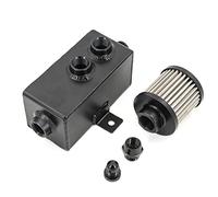 PCV Valve Oil Separator Universal Car 1L Aluminum Oil Catch Can Tank Fuel Tank with Breather Filter Drain with AN6/8/10 OCT-AN10-1L-BK(No Fitting)