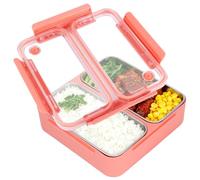 PCXWTLN 1100ml Bento Lunch Box, Leakproof Insulated Bento Box with 2 Stainless Steel Compartments, Portable Meal Prepare Container for Adults Kids Work & School Meals, Microwave Safe (Orange colorv)