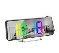 PCXWTLN Alarm Clock with Projection, Digital Alarm Clock with Temperature, Date, 12/24 Hours, Adjustable Brightness, Volume, Digital 180° Rotating Projector for Children Seniors Travel Bedside