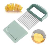 PCXWTLN Crinkle Cutter, Stainless Steel Crinkle Cutter Knife Potato Cutter French Fries, Potato Chipper Chip Cutter Wavy Cutter Knife for Vegetables Butter Fruit, Dishwasher Safe