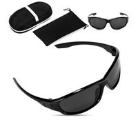 PCXWTLN Mens Sunglasses, UV400 Protection Polarised Sunglasses, Matte Black Sunglass es Mens, Wrap Around Sunglasse Classic Retro Style Ultra-light Driving Sunglasse for Cycling Fishing