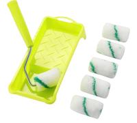 PCXWTLN Mini Paint Roller Set - Includes Roller Brush, Paint Tray and Handle, Paint Rollers and Trays Sets for Painting Wood Metal, Skirting, Ceiling Edges (Pack of 8)