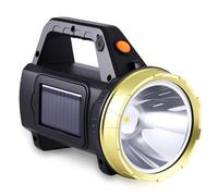 PCXWTLN Rechargeable LED Torch with Side Light, Solar Powered Flashlight + USB Charging, Heavy Duty Handheld Searchlight with 1200mah, IP6 Waterproof Outdoor Searchlight 3 Modes Portable Lightweight