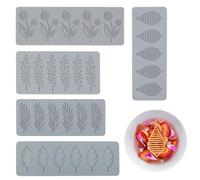 PCXWTLN Tuille Moulds Silicone for DIY Baked Fudge Chocolate Cake | 3D Hollow Leaves Shape Silicone Tuile Mould, 5 Pack Food Grade Cake Fondant Mold, Candy Moulds, Silicone Chocolate Moulds