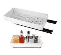 PCXWTLN Under Sink Storage, Multi-Purpose Under Sink Shelf Organiser, Roll-Out Sliding Drawer White Pull Out Shelf Slide Out Drawers Storage for Kitchen, 40x18x7cm/1.3x0.59x0.23ft