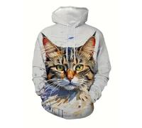 PCYFBEKL Egyptian Cat Pattern Hoodie For Men Abstract Cool 3D Print Long-Sleeved Loose Hoodies Sweatshirt Sport Tops Pullover Streetwear-XL