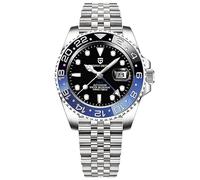 PD-1662 Pagani Design Men's Watches Automatic GMT New Stainless Steel Mechanical Waterproof Wrist Watch for Men Synthetic Sapphire Dial Glass (Batman Jubilee)