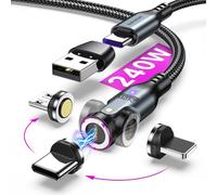 PD 240W Magnetic USB C Charging Cable(1Pack, 6ft), 360°&180° Rotation Magnetic Charging Cable/USB C to USB C Fast Charging Cables/Magnet Phone Charger for 1Phone16/15, Ma-Book, Pad, Samsung Galaxy