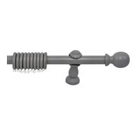 PD - 28mm Wooden Curtain Pole Set - Multiple Sizes - Classic Rings, Finials, Brackets - Wall Mounted Wood Finish Rod For Eyelet Curtains - Bay Window, Kitchen, Living Room (Gray, 180 CM)