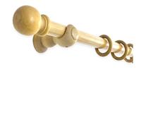 PD - 28mm Wooden Curtain Pole Set - Multiple Sizes - Classic Rings, Finials, Brackets - Wall Mounted Wood Finish Rod For Eyelet Curtains - Bay Window, Kitchen, Living Room (Natural, 150 CM)