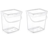 PD - 2x 10L Clear Plastic Storage Detergent Containers Box with Lids & Handles - Stackable Square Utility Tubs for Liquids, Cleaning Products, Kitchen, Garage, Household Use - Reusable & Durable