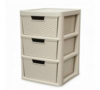 PD - 3 Tier Large Rattan Mushroom Drawer Storage Unit - Durable Plastic Rattan Woven Organizer Cabinet with Drawers - Ideal Tower Storage Solution for Home Office or School - Stylish & Practical