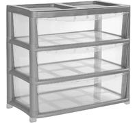 PD - 3 Tier Silver/Clear Jumbo Chest Storage Drawers Unit Modular Plastic Organiser Tower for Home Office Bedroom Closet Nursery Dorm Room Organisation Heavy Duty Storage Solution