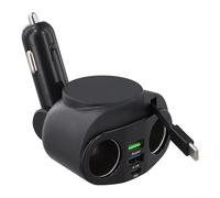 Pd 30w 66w Car Charger Display Ports with Retractable and Typec Usb Charging Cable Dual Fast 0 Digital 90w Single Port Po (66W)