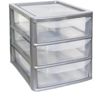 PD - A4 Plastic Storage Drawer Unit 2 3 4 6 8 Tiers Multipurpose Office Home Filing Organizers Stackable Slim Cabinet Organizer Easy Access Drawers Durable Storage (Sliver/Clear, A4 Slim 3 Drawers)