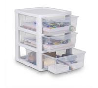 PD - A4 Plastic Storage Drawer Unit 2 3 4 6 8 Tiers Multipurpose Office Home Filing Organizers Stackable Slim Cabinet Organizer Easy Access Drawers Durable Storage (White/Clear, A4 Slim 3 Drawers)