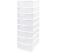 PD - A4 Plastic Storage Drawer Unit 2 3 4 6 8 Tiers Multipurpose Office Home Filing Organizers Stackable Slim Cabinet Organizer Easy Access Drawers Durable Storage (White/Clear, A4 Slim 8 Drawers)