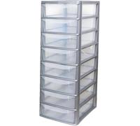 PD - A4 Plastic Storage Drawer Unit 2 3 4 6 8 Tiers Multipurpose Office Home Filing Organizers Stackable Slim Cabinet Organizer Easy Access Drawers Durable Storage (Sliver/Clear, A4 Slim 8 Drawers)