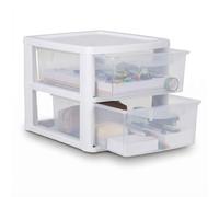 PD - A4 Plastic Storage Drawer Unit 2 3 4 6 8 Tiers Multipurpose Office Home Filing Organizers Stackable Slim Cabinet Organizer Easy Access Drawers Durable Storage (White/Clear, A4 Slim 2 Drawers)